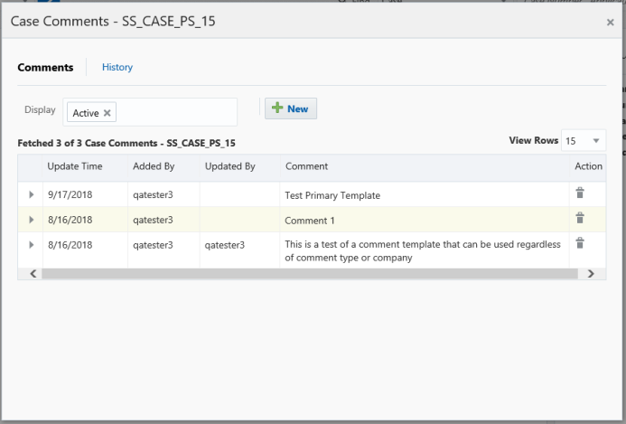 Manage Case Comment